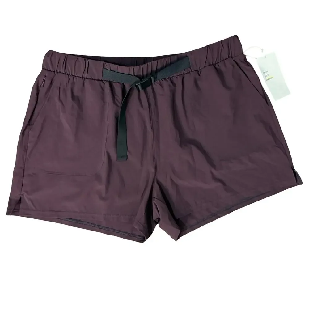 Z by Zella Eggplant Dark Purple Take A Hike Workout Shorts size XL NEW Tags - Picture 2 of 13